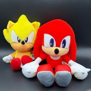 SEGA Super Sonic & Knuckles Plush Hedgehog  Stuffed Animals Toys Red Yellow